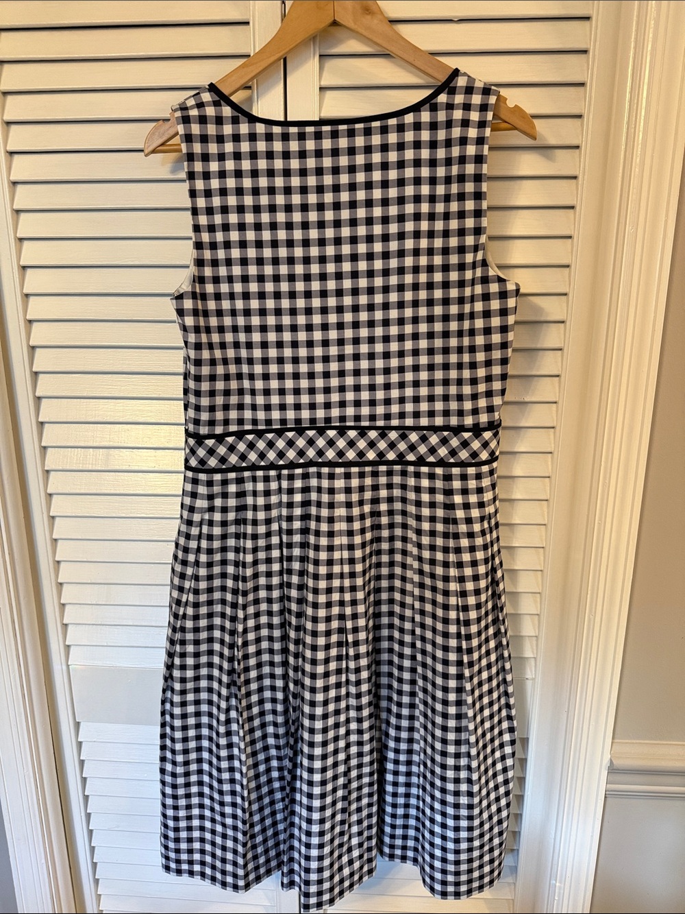 Talbots Black White Gingham Midi Dress • Fit & Flare • Classic Style • Women's - Picture 4 of 4